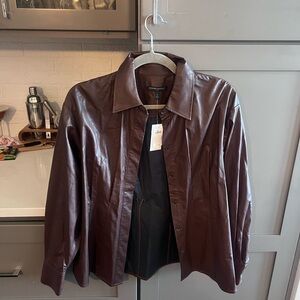 Banana Republic Men's Dark Brown Leather Shirt Jacket